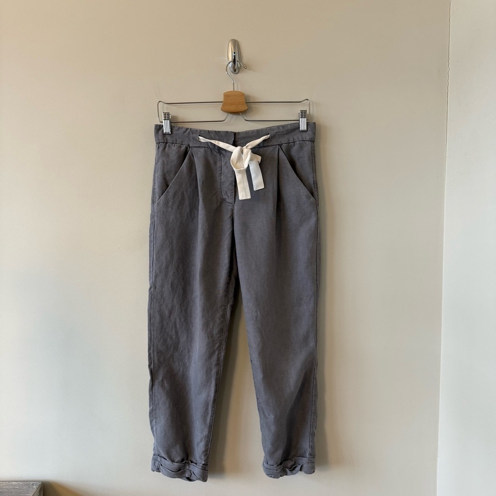 Aritzia-Linen Blend Allant Grey Pant (Size:2) - Picture 2 of 10